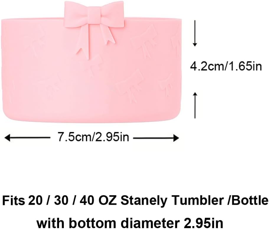 1Pcs Black Bow Protective Cup Boot for 20 30 40oz Stanley Bumper, Silicone Tumbler Bottom Sleeve Cover Accessories for Women