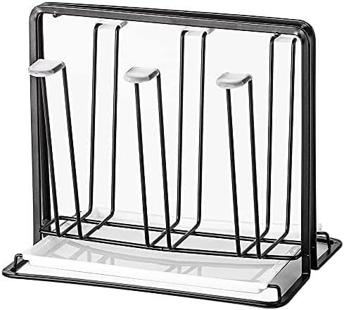 Metal Cup Drying Rack with 6 Hooks, Bottle Drying Rack with Drain Tray,Coffee Mug Holder,Mug Organizer Black