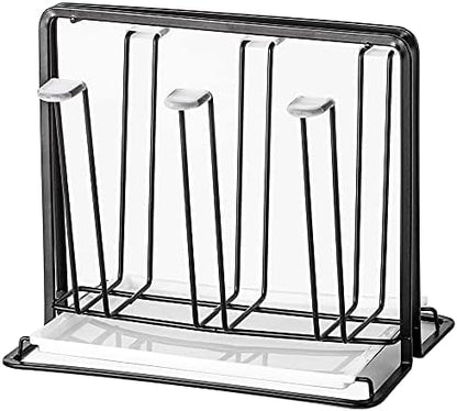 Metal Cup Drying Rack with 6 Hooks, Bottle Drying Rack with Drain Tray,Coffee Mug Holder,Mug Organizer Black