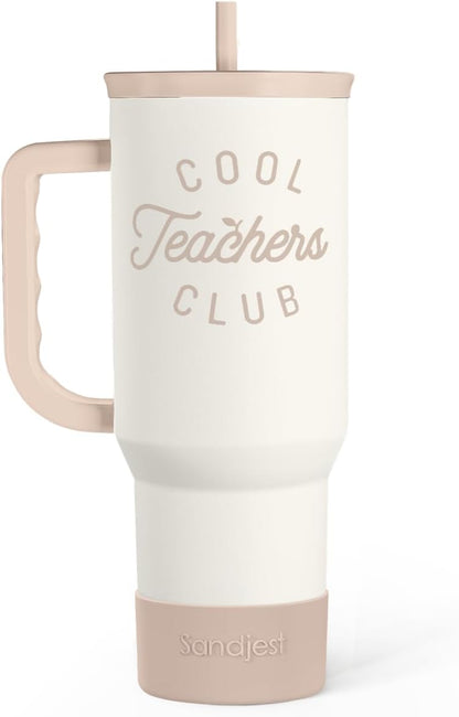 Floral Tumbler with Handle 40oz, Stainless Steel Insulated Tumblers Coffee Travel Mug Cup with Straw, Flower Coffee Cup Gifts for Women Girls, Gift for Her on Christmas Birthday Mothers Day