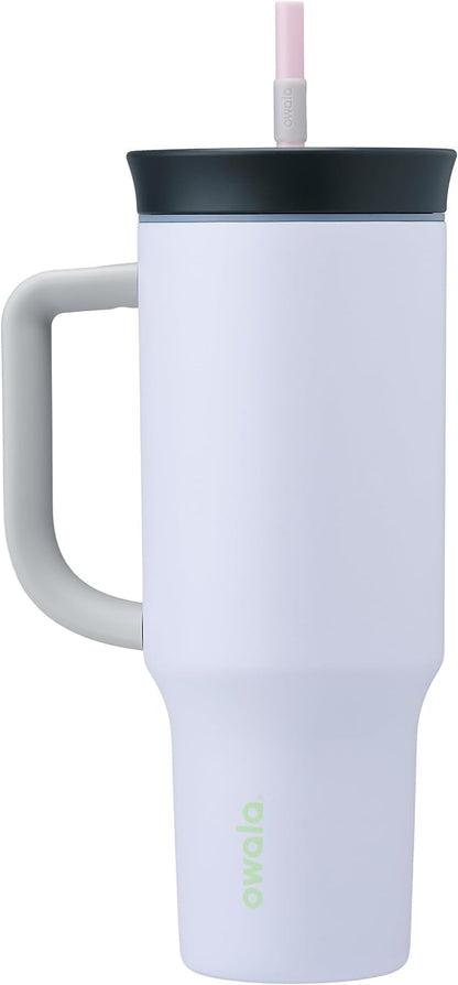 Owala Stainless Steel Triple Layer Insulated Travel Tumbler with Spill Resistant Lid and Straw, BPA Free, 24 oz, Grey/Blue (The Great Blue)