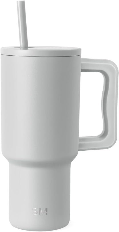 Simple Modern 40 oz Trek Tumbler with Handle and Straw Lid | Cup Holder Friendly Insulated Stainless Steel Travel Mug | Sea Glass Sage - Colors C