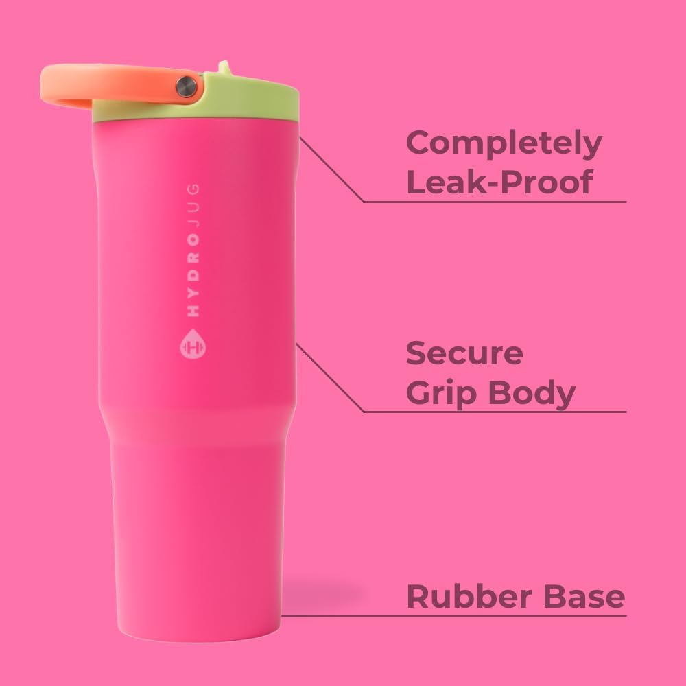 HydroJug Sport - Stainless Steel Tumbler with Straw, Vacuum Insulated, 40oz Leakproof Water Bottle, Ergonomic Design, Reusable, Dishwasher Safe, Rubber Base, Durable for Gym or Outdoors, Sage