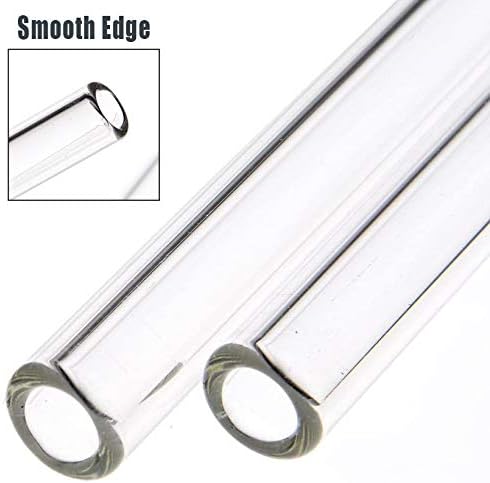 ALINK Glass Smoothie Straws, Reusable Clear Bent 9 in X 10 mm Drinking Straws, Set of 4 with Cleaning Brush