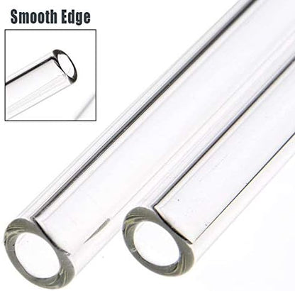 ALINK Glass Smoothie Straws, Reusable Clear Bent 9 in X 10 mm Drinking Straws, Set of 4 with Cleaning Brush
