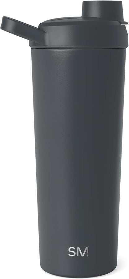 Simple Modern Stainless Steel Shaker Bottle with Ball 24oz | Metal Insulated Cup for Protein Mixes, Shakes and Pre Workout | Rally Collection | Almond Birch