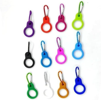 6 Pcs Silicone Water Bottle Holders with Carabiner Clips - Portable, Secure, Universal Fit - Black - Unisex Adult - Keychain - Outdoor Accessories