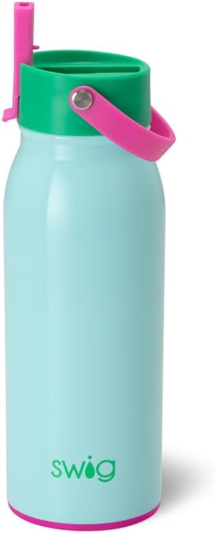 Swig Life 36oz Insulated Water Bottle, Travel Water Bottle with Straw and Lid, Cup Holder Friendly, Stainless Steel (Pickleball)