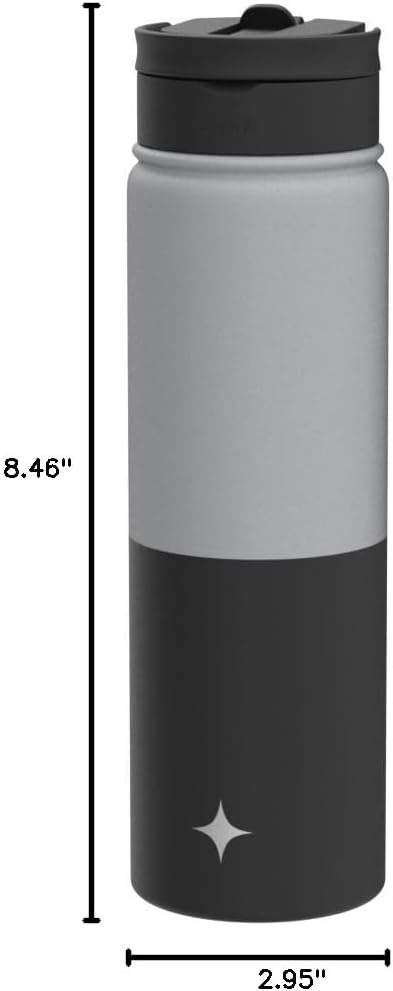 JoyJolt Triple Insulated Water Bottle with Straw Lid AND Flip Lid! 22oz Water Bottle, 12 Hour Hot/Cold Vacuum Insulated Stainless Steel Water Bottle. BPA-Free Leakproof Water Bottles - Thermos Bottle