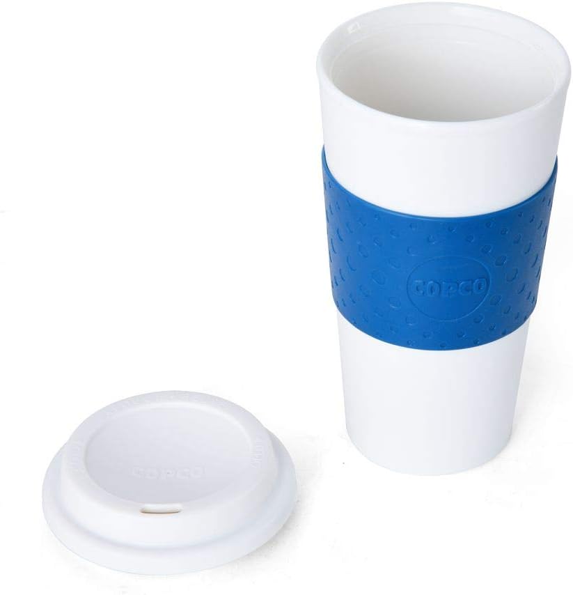 Copco Acadia 16 oz Travel Mug - Insulated Reusable Coffee Tumbler with Double-Walled Plastic, Leak-Proof Lid, BPA-Free - Portable Mug for Hot & Cold Drinks, Cup Holder Friendly (Blue)