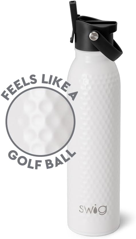 Swig Life 36oz Insulated Water Bottle, Travel Water Bottle with Straw and Lid, Cup Holder Friendly, Stainless Steel (Pickleball)