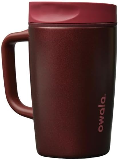 Owala SmoothSip Slider Insulated Stainless Steel Coffee Tumbler, Reusable Iced Coffee Cup, Hot Coffee Travel Mug, BPA Free 20 oz, Grey/Blue (High Dive)
