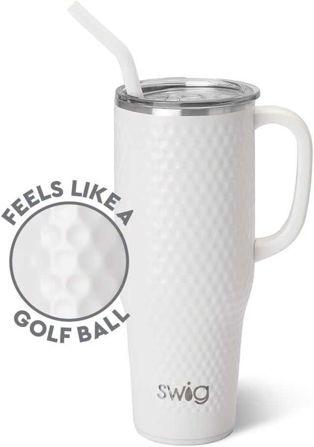 Swig Life 40oz Mega Mug, 40 oz Tumbler with Handle and Straw, Cup Holder Friendly, Dishwasher Safe, Extra Large Insulated Tumbler, Stainless Steel (Pickleball)