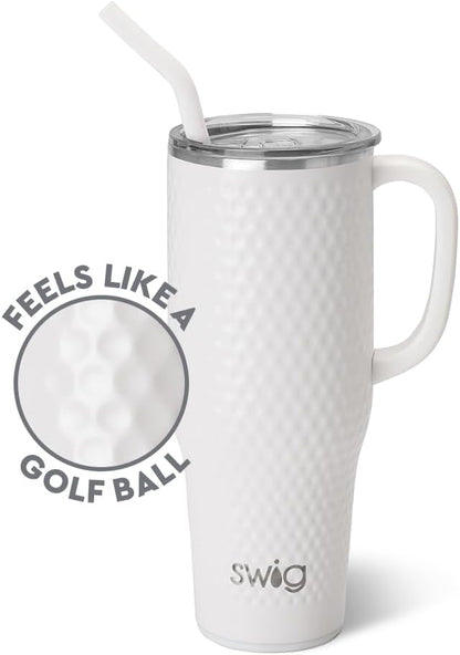 Swig Life 40oz Mega Mug, 40 oz Tumbler with Handle and Straw, Cup Holder Friendly, Dishwasher Safe, Extra Large Insulated Tumbler, Stainless Steel (Pickleball)