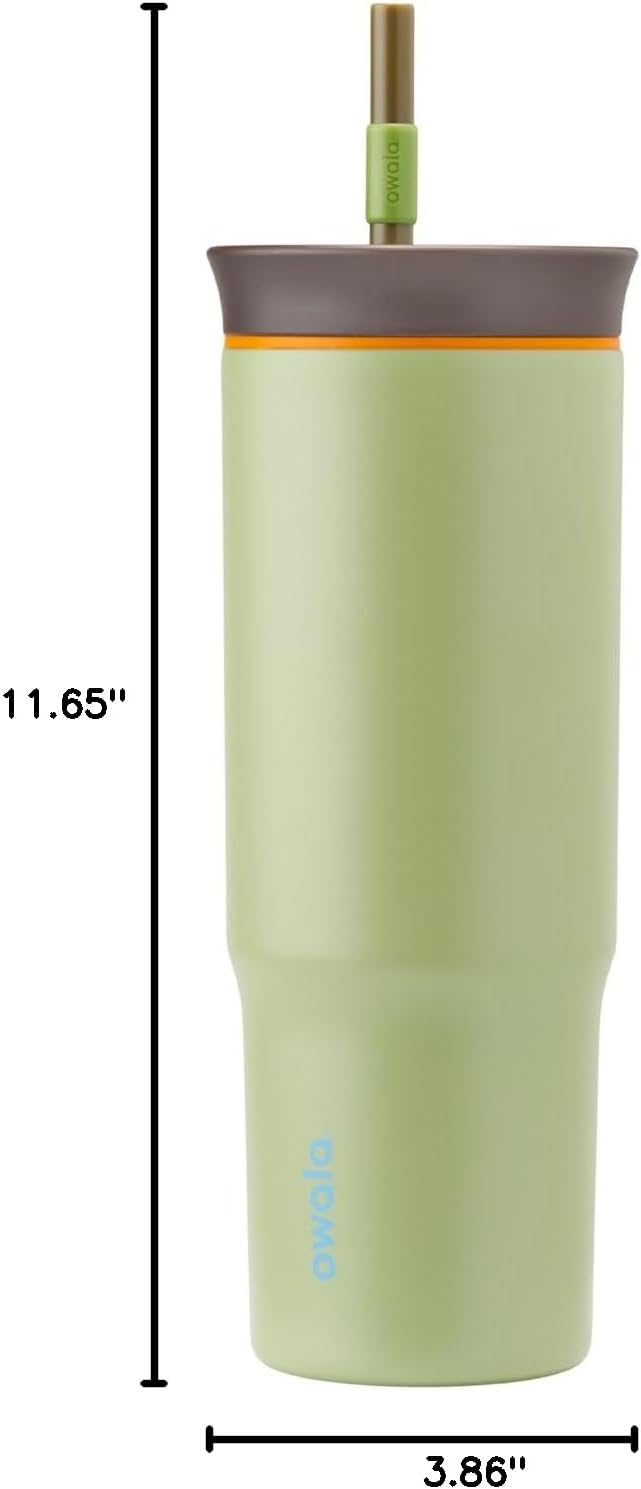 Owala Stainless Steel Triple Layer Insulated Travel Tumbler with Spill Resistant Lid and Straw, BPA Free, 24 oz, Grey/Blue (The Great Blue)