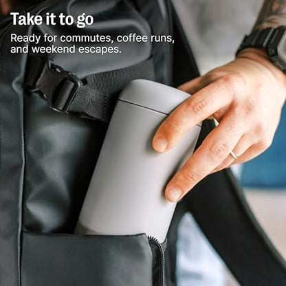 Fellow 16 oz Carter Move Travel Mug - Vacuum-Insulated Stainless Steel Travel Coffee Mug - Coffee Tumbler with Ceramic Interior and Splash Guard - Matte Black