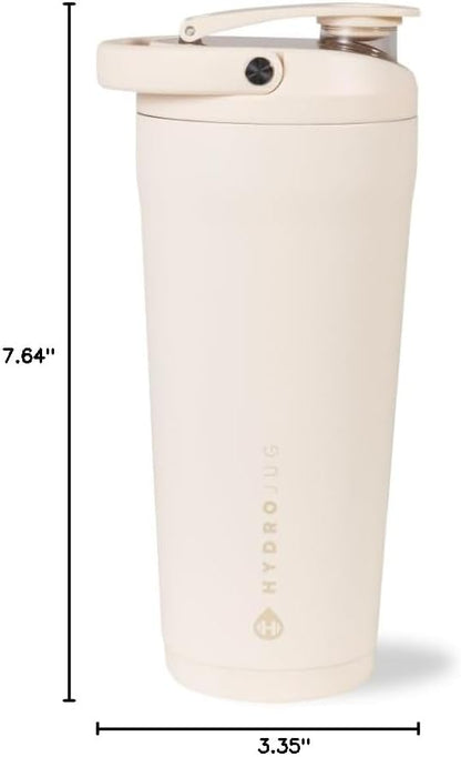 HydroJug 24 oz New Stainless Steel Shaker – Insulated, Leakproof, BPA-Free with Silent Mixing Grate – No Clumps, No Noise – Premium Shaker for Fitness, Sports & Everyday Use, Black