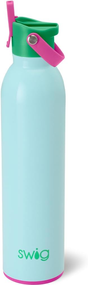 Swig Life 36oz Insulated Water Bottle, Travel Water Bottle with Straw and Lid, Cup Holder Friendly, Stainless Steel (Pickleball)