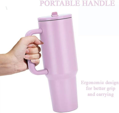 40 oz Tumbler with Handle, 100% Leakproof Insulated Tumbler with Lid and Straw, Stainless Steel Travel Mug, Water Bottle with Flip Straw, Keep Drinks Cold or Hot, Black