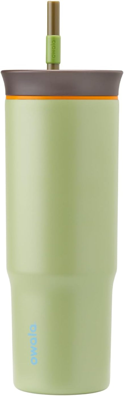 Owala Stainless Steel Triple Layer Insulated Travel Tumbler with Spill Resistant Lid and Straw, BPA Free, 24 oz, Grey/Blue (The Great Blue)