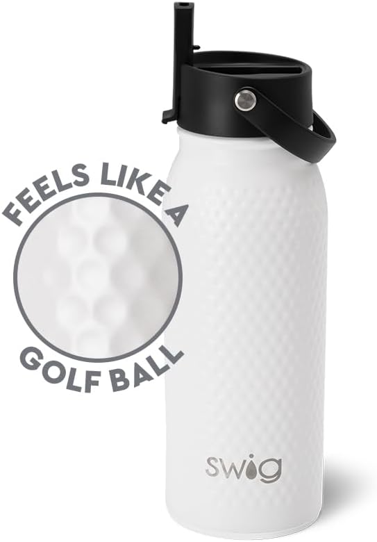 Swig Life 36oz Insulated Water Bottle, Travel Water Bottle with Straw and Lid, Cup Holder Friendly, Stainless Steel (Pickleball)