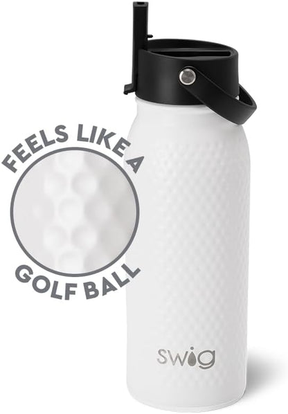Swig Life 36oz Insulated Water Bottle, Travel Water Bottle with Straw and Lid, Cup Holder Friendly, Stainless Steel (Pickleball)