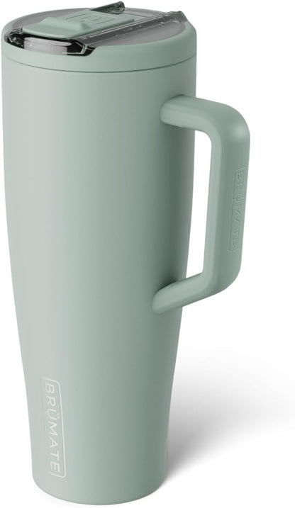 BrüMate Era Flip 30oz Tumbler with 100% Leakproof Covered Straw Lid | Hygienic Covered Straw | Insulated Stainless Steel Water Bottle with Handle | Cup Holder Friendly | BPA-Free (Sage)