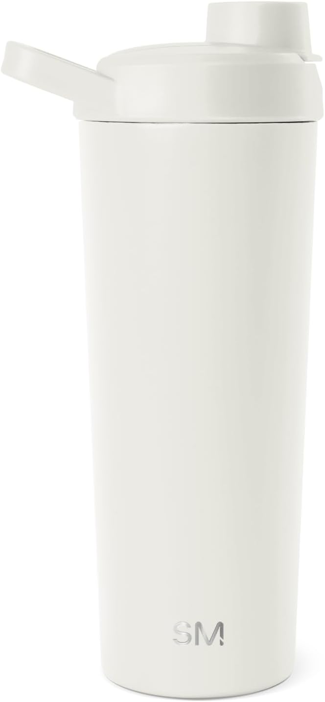Simple Modern Stainless Steel Shaker Bottle with Ball 24oz | Metal Insulated Cup for Protein Mixes, Shakes and Pre Workout | Rally Collection | Almond Birch