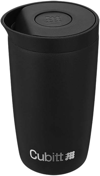 Cubitt Coffee Mug 12oz – Smart Lid, Ceramic Interior, Leak-Proof, Stainless Steel, Sand