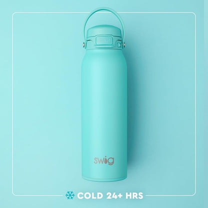 Swig Life 36oz Insulated Water Bottle, Travel Water Bottle with Straw and Lid, Cup Holder Friendly, Stainless Steel (Pickleball)