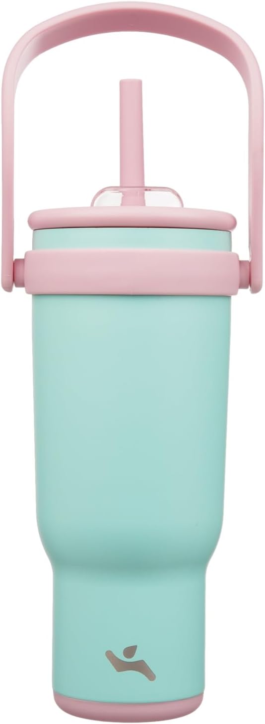 Konokyo 30 oz Tumbler with Side Handle, Insulated Water Bottle with Straw and 2 in 1 Lid, Stainless Steel Cup Travel Coffee Mug for Sports Office Gym,Purple
