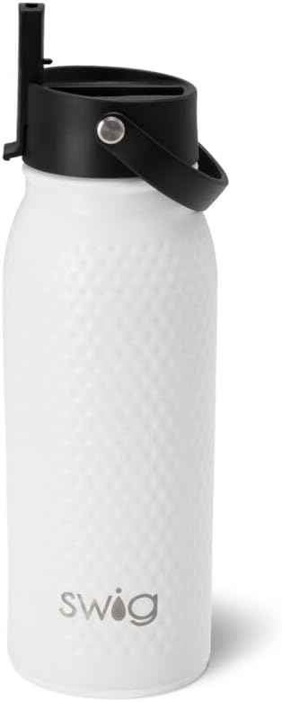 Swig Life 36oz Insulated Water Bottle, Travel Water Bottle with Straw and Lid, Cup Holder Friendly, Stainless Steel (Pickleball)