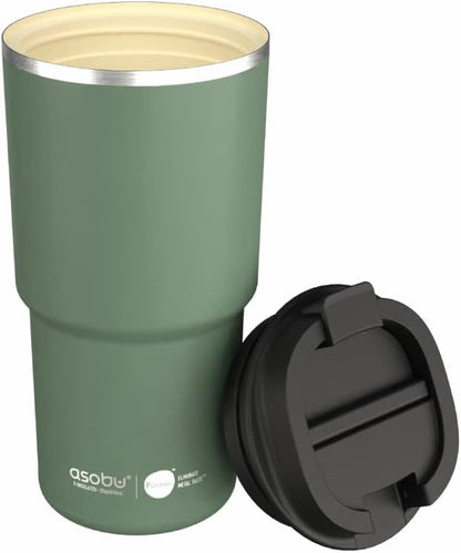 asobu 22oz Extra Large Ceramic-Lined Travel Mug with No Metal Taste-Keeps Flavors True - Double-Wall Vacuum Insulated Coffee Mug with Spill-Proof Pop-Open Lid for Hot Drinks