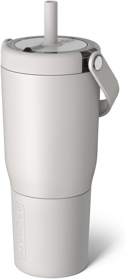 BrüMate Resa 35oz 100% Leakproof Tumbler w/Handle & Straw | Flexible SoftSip Straw | Silicone Sleeve for Durability | Stainless Steel | Cup Holder & Travel Friendly Water Bottle (Java)