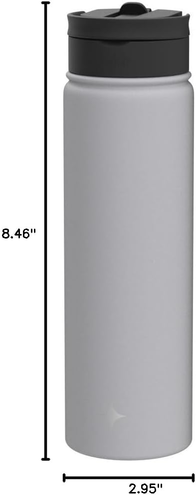 JoyJolt Triple Insulated Water Bottle with Straw Lid AND Flip Lid! 22oz Water Bottle, 12 Hour Hot/Cold Vacuum Insulated Stainless Steel Water Bottle. BPA-Free Leakproof Water Bottles - Thermos Bottle