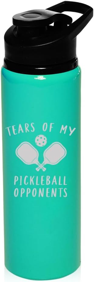 25 oz Water Bottle Sports Travel Mug Gift Tears Of My Pickleball Opponents Funny (Charcoal)