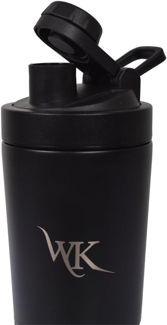 WAZI Klean Stainless Steel Insulated Shaker Bottle 20oz / 600ml with Storage Compartment, Leakproof Silent Mixing Lid, BPA Free for Protein Shakes, Pre Workout, Smoothies & Gym