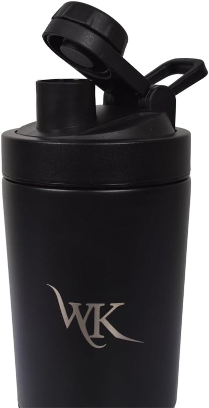 WAZI Klean Stainless Steel Insulated Shaker Bottle 20oz / 600ml with Storage Compartment, Leakproof Silent Mixing Lid, BPA Free for Protein Shakes, Pre Workout, Smoothies & Gym