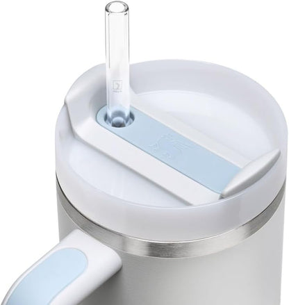 Halm Glass Straws - 6 Long 12 inch Bent Stanley Cup Replacement Drinking Straws + Plastic-Free Cleaning Brush - Perfect for Bottles & Quencher - Made in Germany - Dishwasher Safe - Eco-Friendly