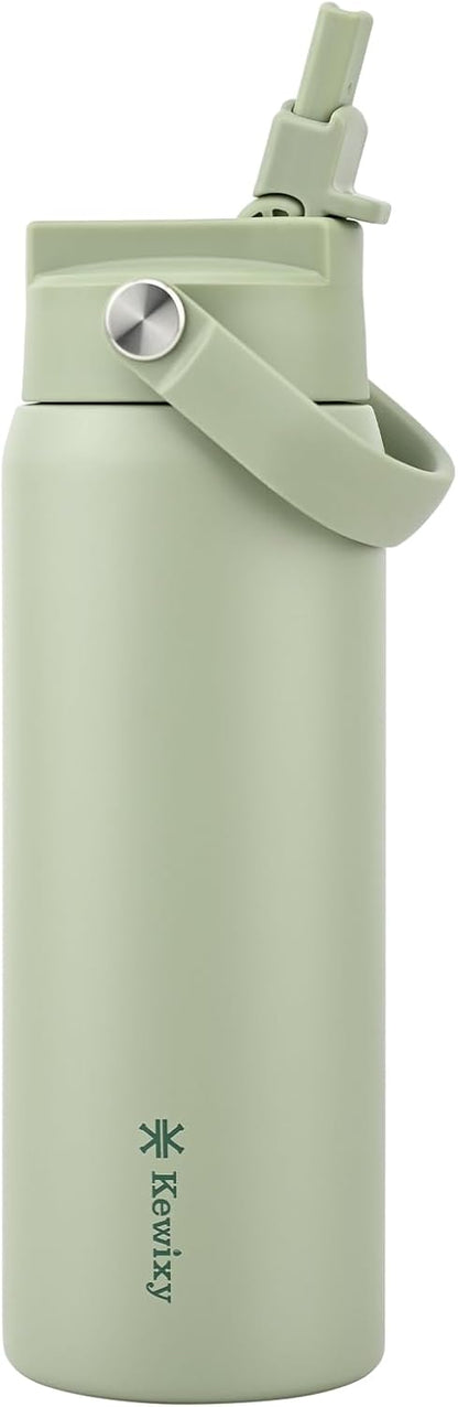 KEWIXY Pickleball Water Bottle 32 oz Insulated, Stainless Steel with Straw, Leak Proof, Keep Cold 24H, Vacuum, Pickleball Gifts for Pickleball Players, Pickleball Lovers, Women Girls Sport