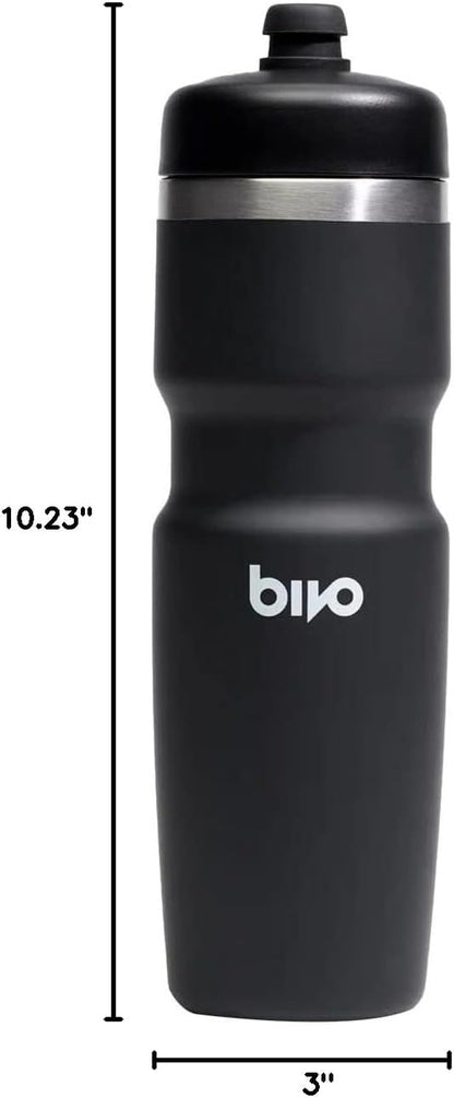 Bivo Trio 21oz Insulated Stainless Steel Bike Water Bottle - for Cycling - Fits Most Cages, Dishwasher Safe - Keeps Drinks Cold 12+ Hours - True Blue