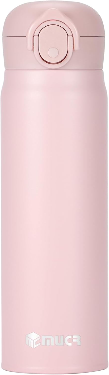17 oz / 500 ml Insulated Water Bottle, Stainless Steel Thermo Coffee Travel Mug, Thermal Cup with Snap Flip Lid, BPA Free for Hot and Cold Drinking, Black