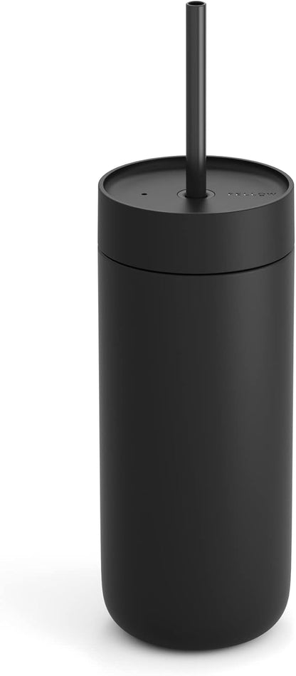 Fellow 16 oz Carter Cold Travel Mug for Water, Iced Tea, Coffee, Smoothies, Iced Coffee & more - Stainless Steel Vacuum-Insulated Iced Coffee tumbler with Spill Resistant lid and straw - Sienna