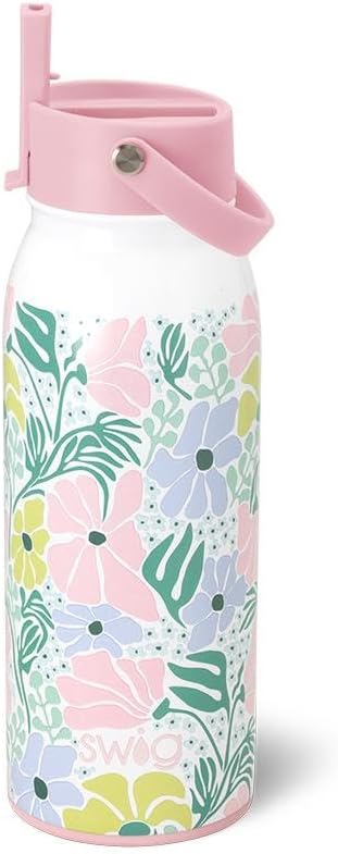 Swig Life 36oz Insulated Water Bottle, Travel Water Bottle with Straw and Lid, Cup Holder Friendly, Stainless Steel (Pickleball)
