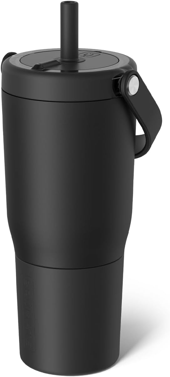 BrüMate Resa 35oz 100% Leakproof Tumbler w/Handle & Straw | Flexible SoftSip Straw | Silicone Sleeve for Durability | Stainless Steel | Cup Holder & Travel Friendly Water Bottle (Java)