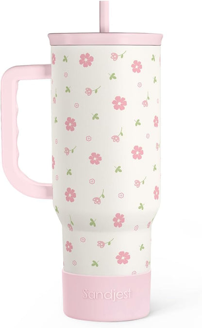 SANDJEST Pickleball 40oz Tumbler With Handle and Straw, Pickleball Queen Insulated Stainless Steel Travel Coffee Mug for Women Girls Players, Gift Idea for Birthday Christmas Mothers Day