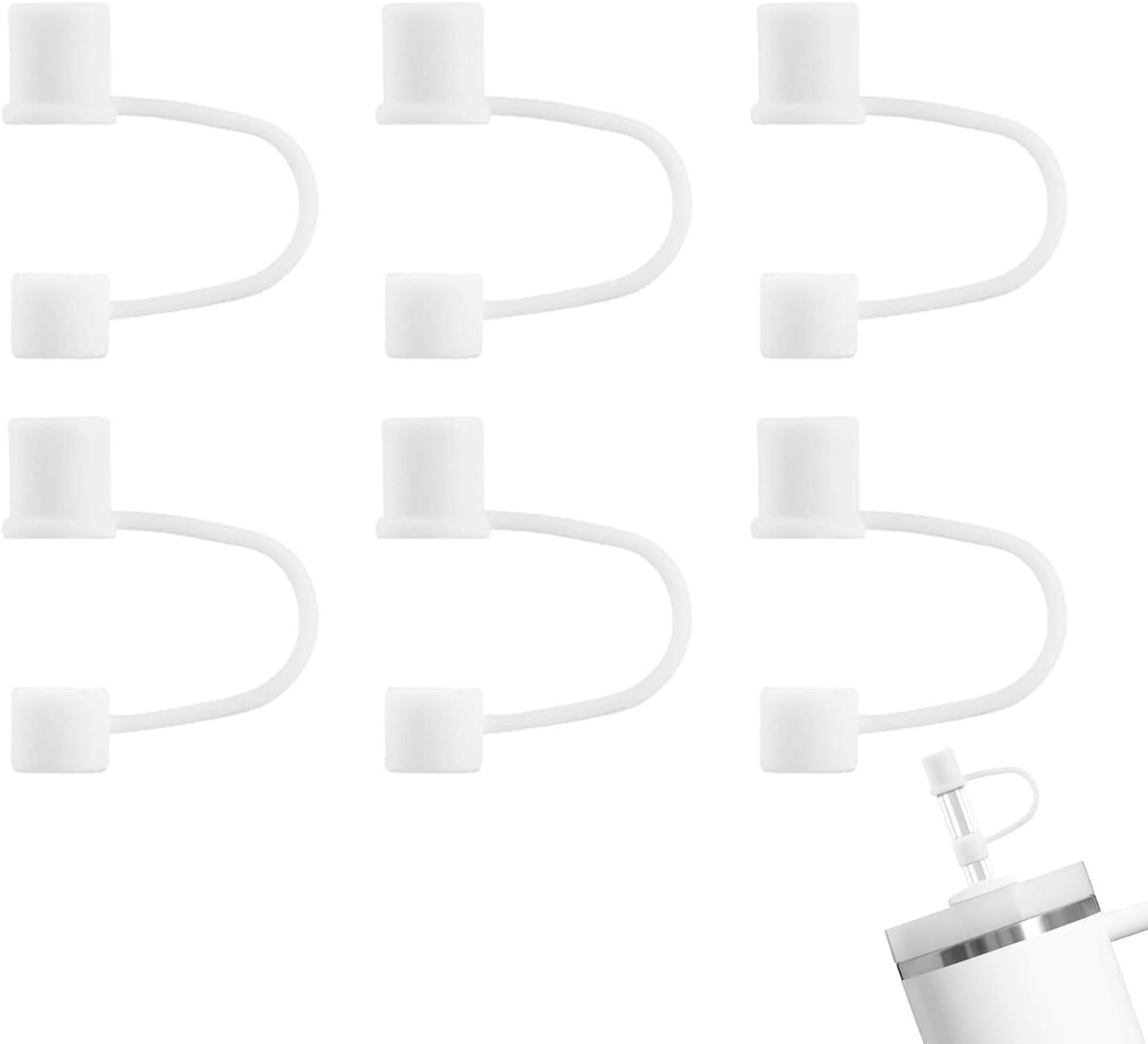 6|12 Pack 0.4in/10mm Straw Toppers, for Stanley Straw Covers Cap for Tumblers for Stanley 14|20|30|40|64 Oz Cup, Silicone Dust-Proof Caps（ Cup is Not Included）, 6 Pack