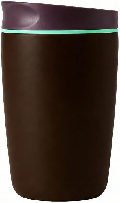 SmoothSip 12 oz Insulated Stainless Steel Coffee Tumbler with Slider Lid, Travel Mug for Hot and Iced Beverages, Black with Brown Lid