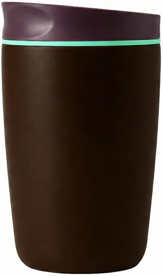 SmoothSip 12 oz Insulated Stainless Steel Coffee Tumbler with Slider Lid, Travel Mug for Hot and Iced Beverages, Black with Brown Lid