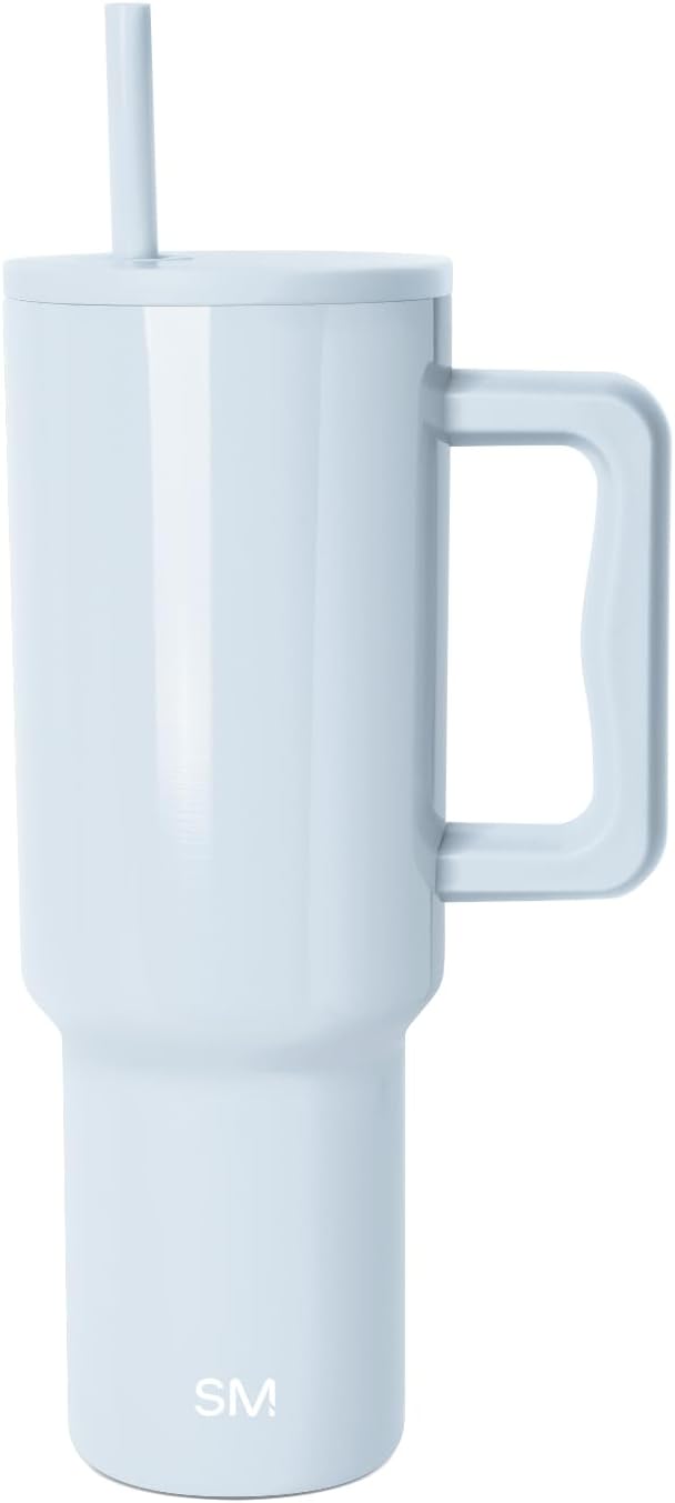 Simple Modern 40 oz Trek Tumbler with Handle and Straw Lid | Cup Holder Friendly Insulated Stainless Steel Travel Mug | Sea Glass Sage - Colors B